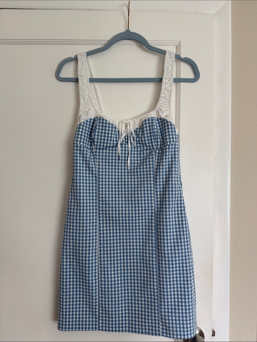 Zara Blue & White Gingham Lace-Trim Sleep Chemise
